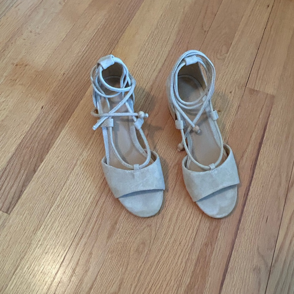 Soludos light beige suede wrap sandals